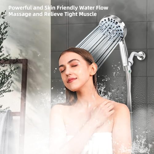 9-Setting High Pressure Handheld Shower Head with 6ft Hose and Power Wash