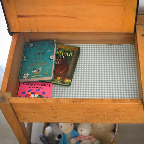 Fresh Linen Scented Drawer Liners - Duck Egg Blue Gingham, 5 Large Sheets