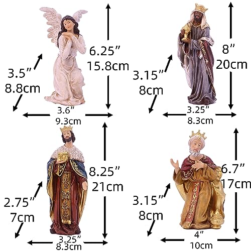 11-Piece Nativity Set 8-Inch Hand-Painted Resin Christmas Figurine Scene