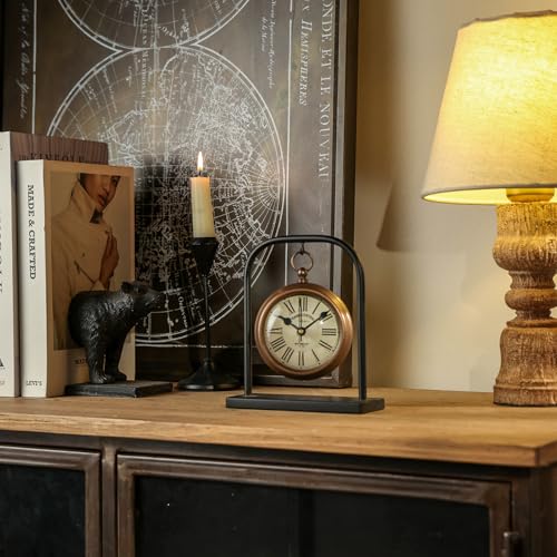Nikky Home Small Vintage Desk Clock - Silent Retro Bronze Table Clock