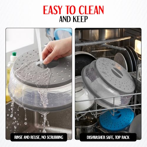 Collapsible Silicone Microwave Splatter Cover - 10.5 Inch (2 Pack)