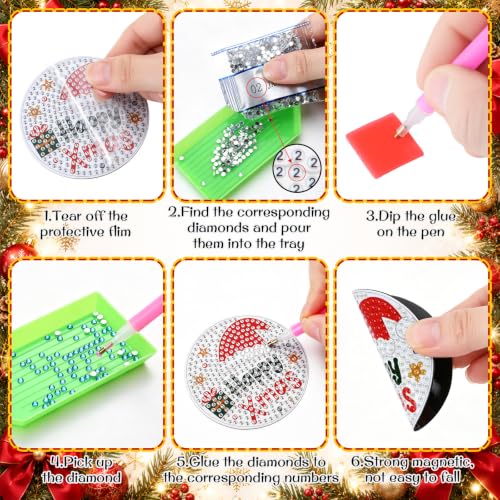 Zonon Joyful Xmas 12Pcs Christmas Diamond Art Magnets Kit (Joyful / Xmas) – Diamond Painting Magnets Craft