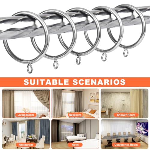 2-Inch Metal Curtain Rings with Eyelets for 1.5-Inch Rods, 42-Pack