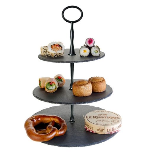 ROSE CREATE 8 Sets 15’’ 3-Tier Cake Tray Stand Handle, Multi-tier Metal Dessert Fruit Center Rod Heavy Duty Hardware Holder for Wedding Party Birthday Cupcake Platter Stand Fittings - Black Oval