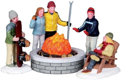 Lemax Fire Pit Set - Battery Operated (4.5V) | Perfect for Outdoor Gatherings, Set of 5
