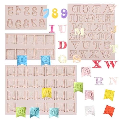 Muyulin 4 Pcs Letter Flag Chocolate Silicone Molds Z217 for Cake Decoration
