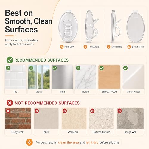 Jueion Outdoor String Light Adhesive Hooks 20Pcs Waterproof Clips