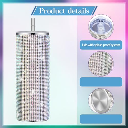 2 Pack 20oz Bling Rhinestone Tumblers - Silver & Black Drinkware Set