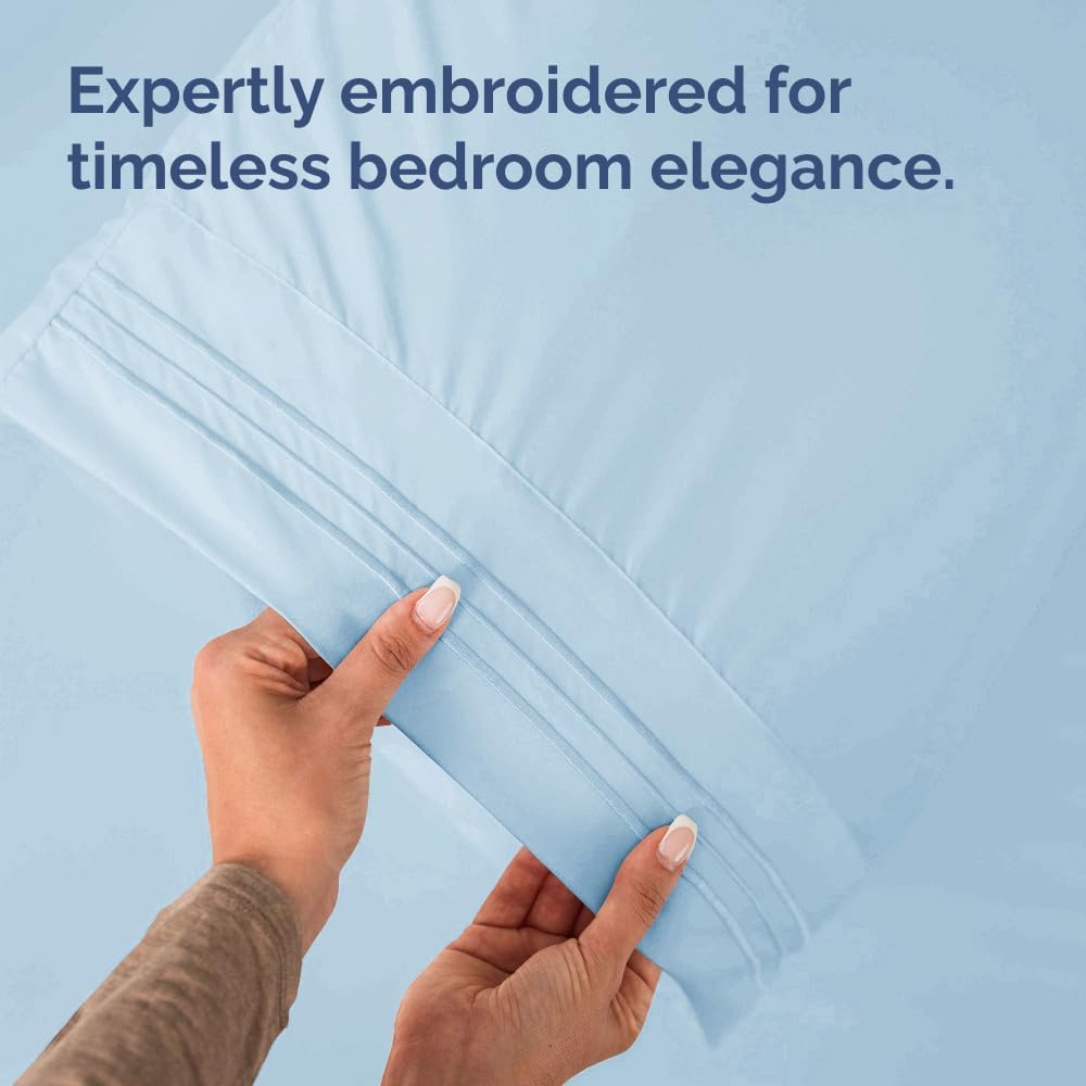 Skiennix Queen Pillow Cases Set of 4 | Ultra Soft Hotel Quality, Wrinkle-Free & Fade Resistant - Sky Blue