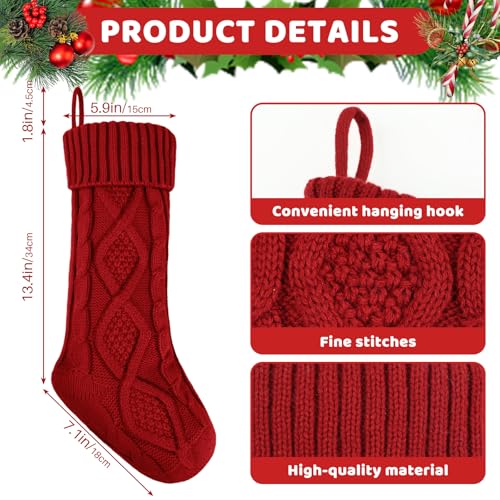 Large 18-Inch Knitted Christmas Stockings, 2-Pack Farmhouse Holiday Decor