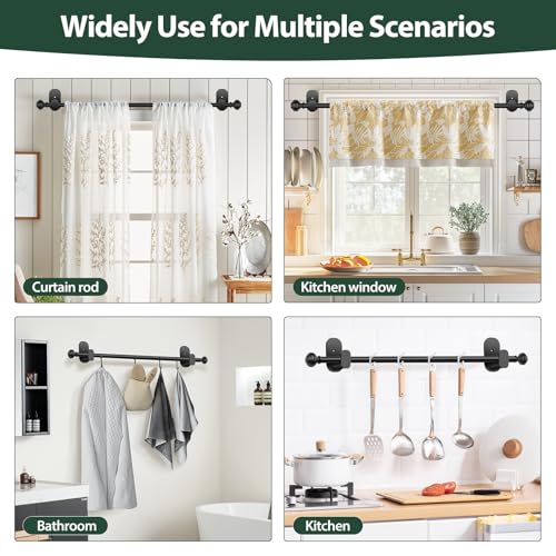 No Drill Adjustable Curtain Rod 32 to 86 Inches - Black Drapery Rod