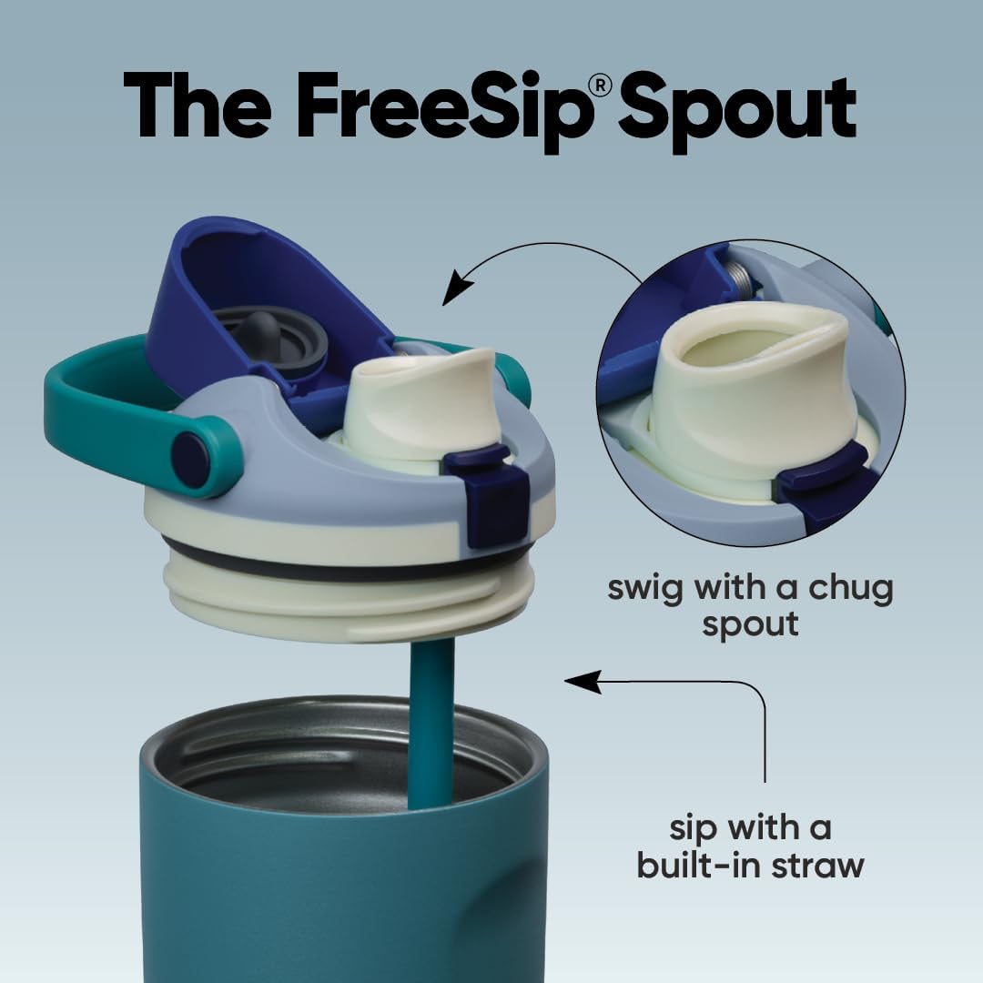 Owala FreeSip Sway Insulated Water Bottle - 30oz Stainless Steel, Two-Way Spout & Built-In Straw, Denim