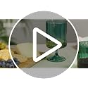 Ribbed Malachite Green Stemmed Goblets, 12 oz Vintage Glassware Set of 2
