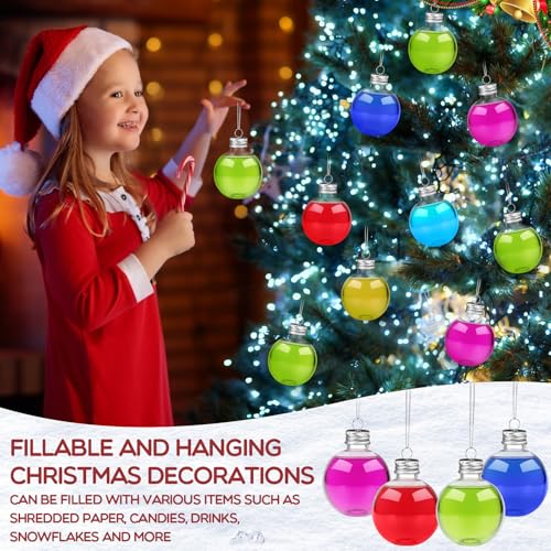 Baquler 24 Pcs 6oz Fillable Christmas Wine Ball Ornaments - Silver (Silver Lid, 24)