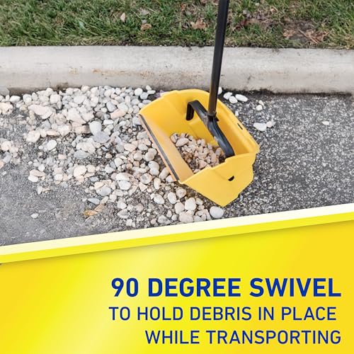 Heavy-Duty Jumbo Debris Dustpan with 36-Inch Long Handle & Swivel Pan