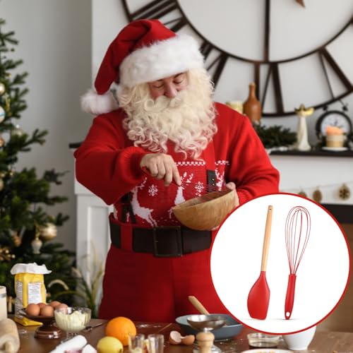 24-Piece Red Silicone Spatula and Whisk Set - 12 Inch Kitchen Utensils for Cooking & Baking