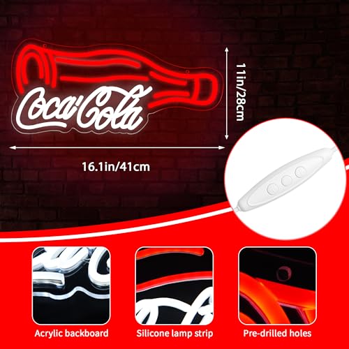 Cola Neon Sign for Wall Dimmable LED Neon Light – Red-A | Brineon