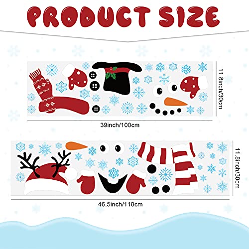 Censen 2-Pack Christmas Door Decals - Snowman Window & Door Stickers Removable