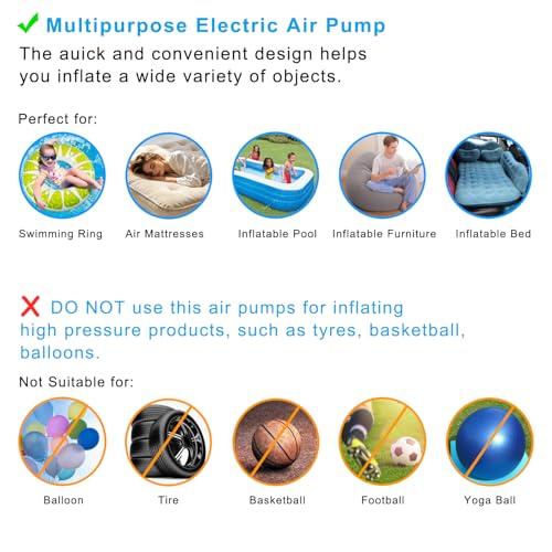 Portable Electric Air Pump for Inflatables - AC/DC Quick Inflator Deflator
