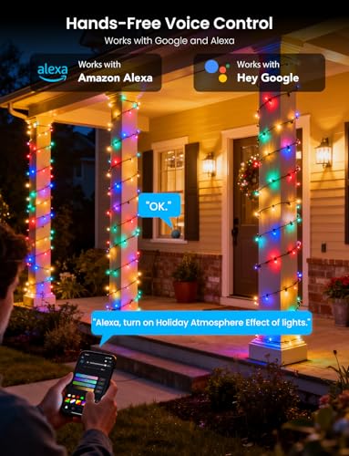 YULINKCO 98.4FT RGB+IC String Lights with 300 LEDs, App & Remote Control, 84 Scene Modes, Music Sync, Indoor Christmas Decoration