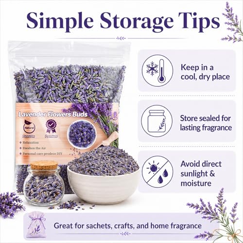 Dried Lavender Buds 3oz - Fragrant French Lavender Flowers for DIY Crafts