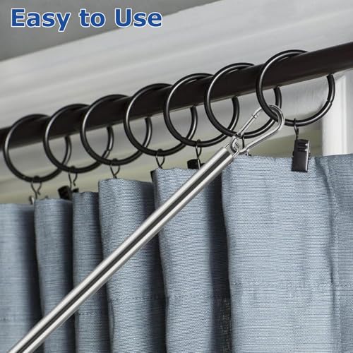 Adjustable Curtain Pull Wand - 31 to 46 Inch Stainless Steel Rod (2 Pack)