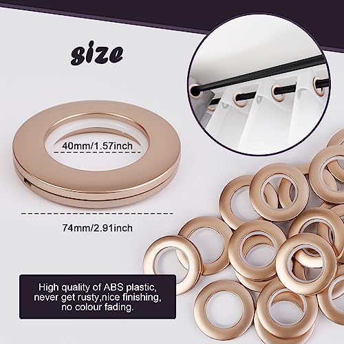 40mm Quiet Glide Roman Shade Grommets - Bronze Snap-In Curtain Rings