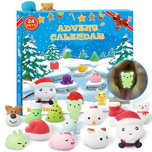 24-Day Christmas Advent Calendar Glow-in-the-Dark Mochi Squishies