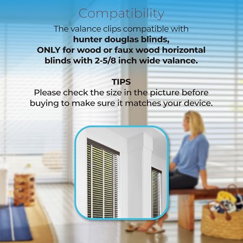 10-Pack 2-5/8 Inch Horizontal Wood Blind Valance Clips - Clear Plastic