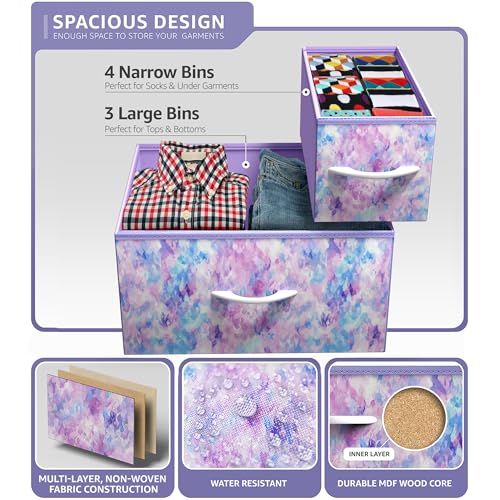7-Drawer Dresser with Wood Top, Fabric Storage Chest for Kids Bedroom
