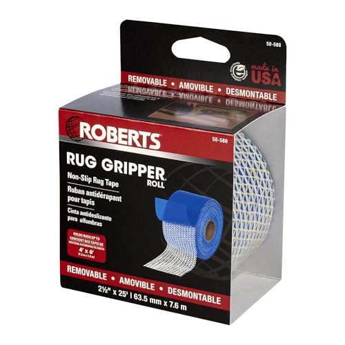 Anti-Slip Rug Gripper Tape, 2.5 Inch x 25 Foot Roll for Indoor Flooring