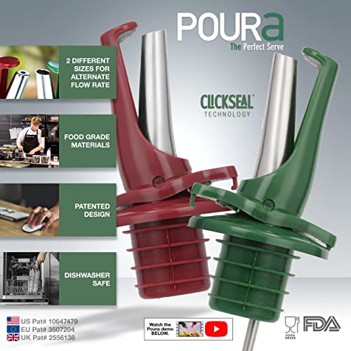 Poura Airtight Oil & Vinegar Dispenser Set | Drip-Free Kitchen Spouts