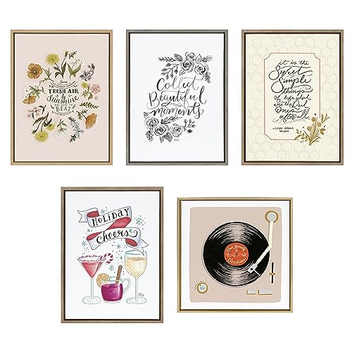 Kate and Laurel Sylvie Holiday Victorian Canvas Wall Art 18x24 Gold Frame Christmas Decor