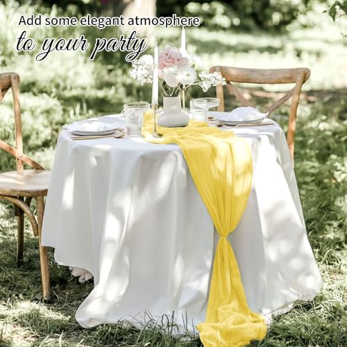 10 Pack Light Yellow Cheesecloth Table Runner 17x108 Inch Boho Gauze Linen