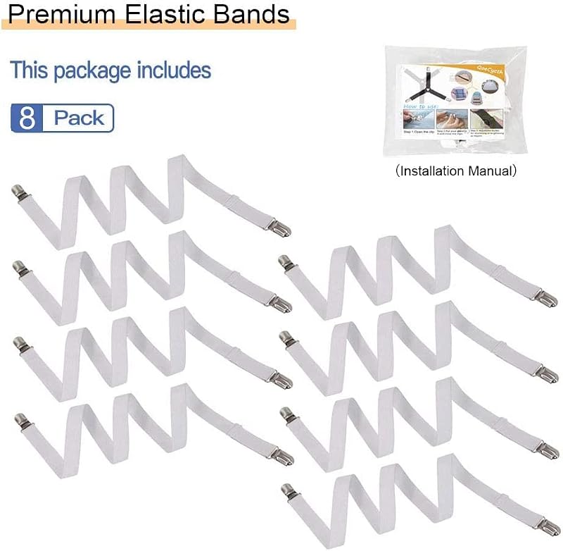 Adjustable Bed Sheet Straps Clips - Elastic Mattress Fasteners