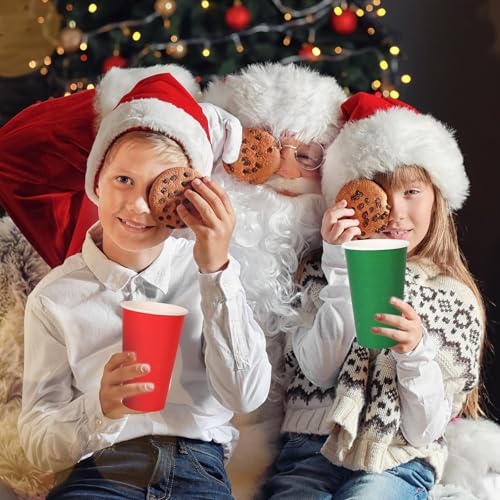 Whaline 16oz Christmas Paper Cups (50 Count) Red & Green Disposable Holiday Cups