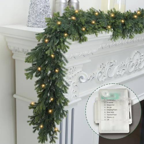 OZFHUA Style 2 6ft Pre-Lit Artificial Christmas Garland with Lights Outdoor Decor