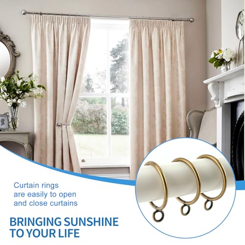 Metal Curtain Rings with Eyelets - 1.5 Inch Drapery Rings (44 Pack, Bronze)