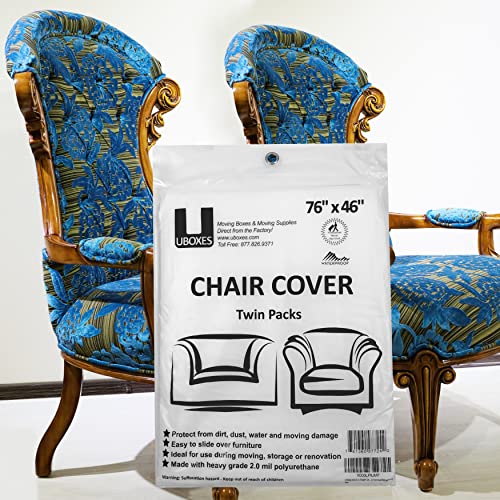 Heavy Duty Polyethylene Chair Covers - Clear, 2 Pack, 76x46"