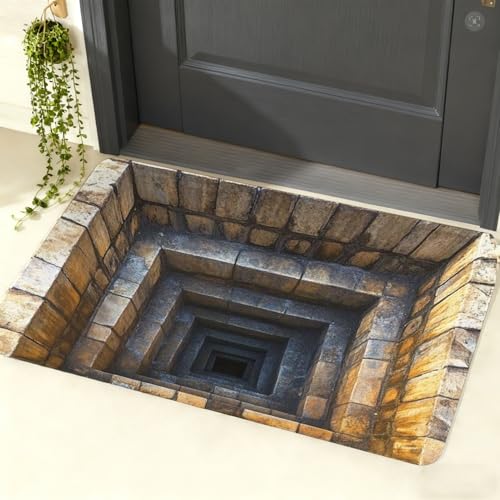 3D Optical Illusion Area Rug, Non-Slip Indoor Outdoor Doormat 32x48in