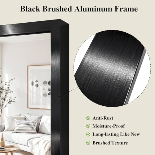 30x40 Inch Rectangular Wall Mirror, Modern Black Aluminum Frame Mirror