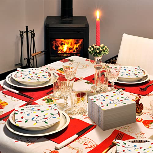 200 Pack Christmas Disposable Guest Hand Towels - Holiday Paper Napkins for Bathroom & Party Decor