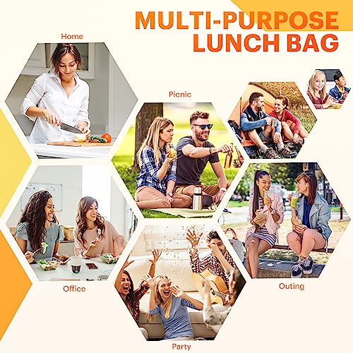 EASYFUN Insulated Lunch Bag for Men and Women, Grey Leakproof Lunch Box