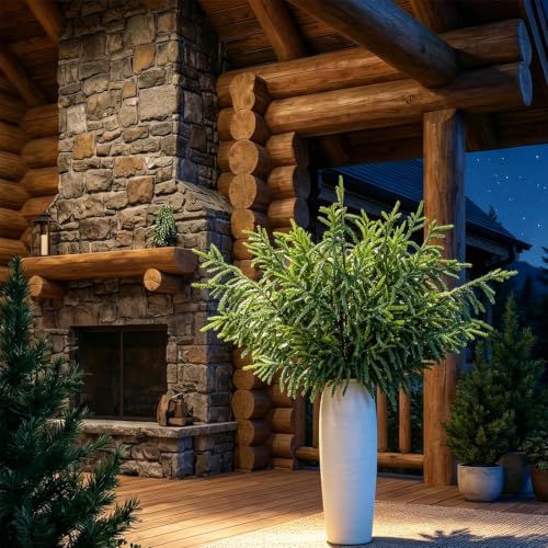 GIAUMA 36 Inch Artificial Norfolk Pine Stems - 16 Pack Realistic Holiday Decor