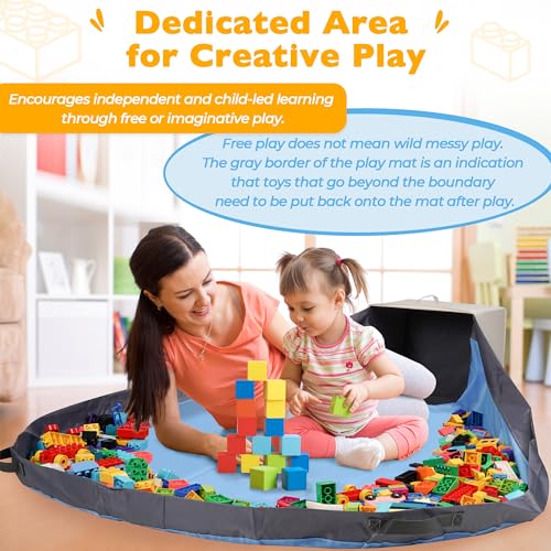 Toy Storage Organizer with Attached Play Mat - 13" Foldable Cubby Box