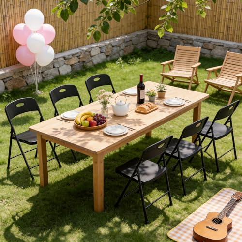 Heavy-Duty Folding Chairs - 2 Pack, Portable Metal Chairs for Indoor & Outdoor