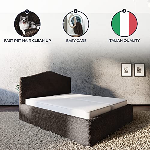 Stretch Bed Frame Slipcover - Soft Bi-Elastic Cover for Full/Queen Beds - Dark Brown
