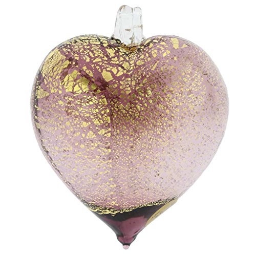 Murano Glass Heart Ornament – Purple & Gold, Handmade in Italy