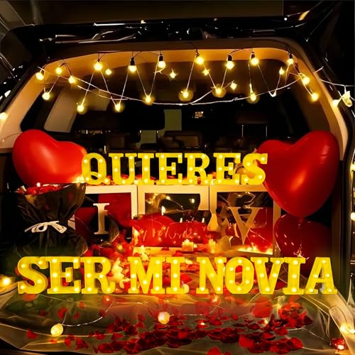 LED Letter Light Set for Proposals with 1000 Rose Petals Romantic Decor