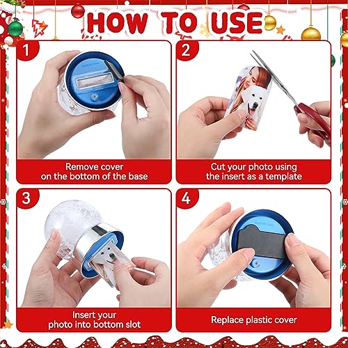 Wettarn 48 Pcs Christmas Photo Snow Globes DIY Craft Kit in Red
